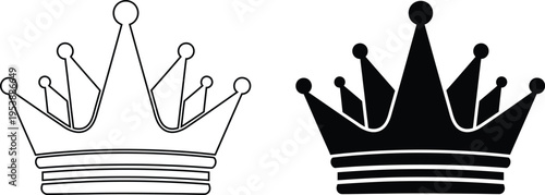 A black and white illustration of two crowns side by side