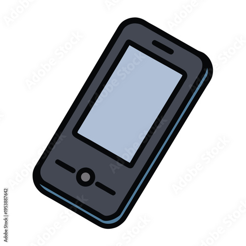 Minimal Mobile Phone Icon Black Flat Vector Simple Outline Smartphone Symbol
