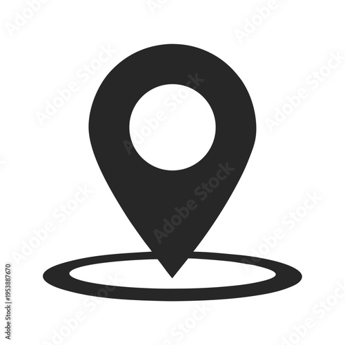 Map Location Pin Icon Minimal Black Flat Vector GPS Marker Symbol