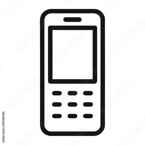 Minimal Mobile Phone Icon Black Flat Vector Simple Outline Smartphone Symbol