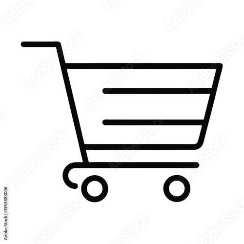 Shopping Cart Icon Minimal Black Flat Vector Ecommerce Line Symbol