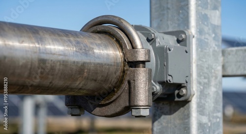 U-Bolt Clamp Securing Torque Tube Pivot on Solar Tracker Structure