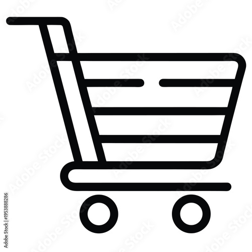 Shopping Cart Icon Minimal Black Flat Vector Ecommerce Line Symbol