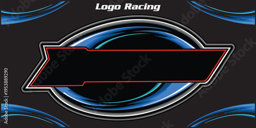Outline and painted racing logo. Isolated in black background, for t-shirt design, ness purposes.