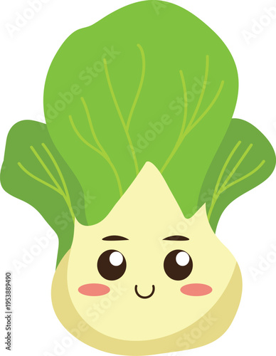 kawaii bok choi vegetable flat style