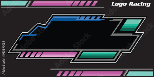 Outline and painted racing logo. Isolated in black background, for t-shirt design, ness purposes.