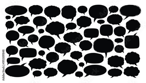 Hand drawn speech bubbles collection various sizes and shapes
