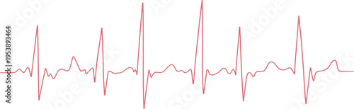 Electrocardiogram heartbeat waveform line, ECG pulse signal illustration for medical monitoring, cardiology and health diagnostics concept isolated on white background with realistic rhythm pattern