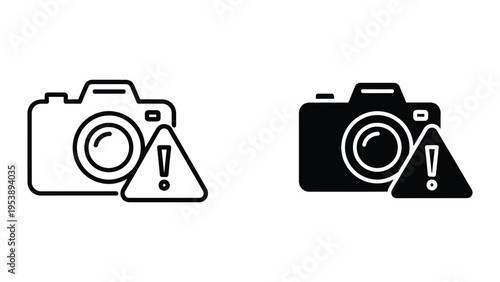 Camera warning icons vector illustration, flat design
