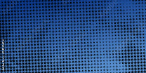 Blue Gradient Halftone Dot Background with Gritty Comic Book Texture. vector illustration