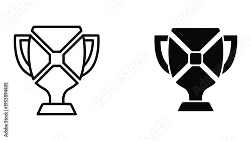 Two trophy cups icon set vector illustration