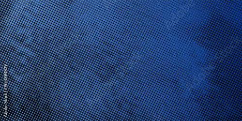 Blue Gradient Halftone Dot Background with Gritty Comic Book Texture. vector illustration