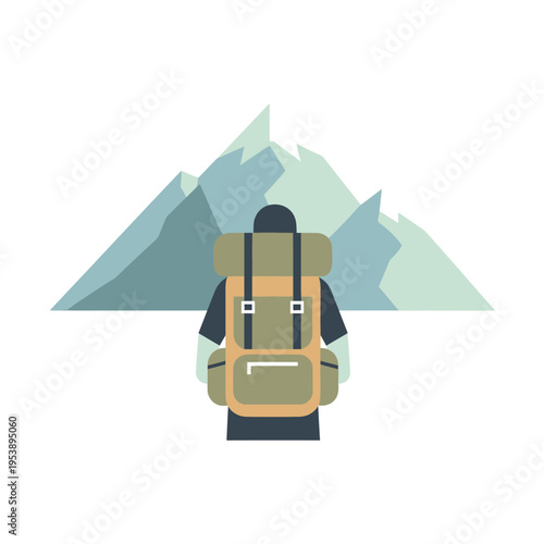 Backpacker with Large Backpack Standing Alone.