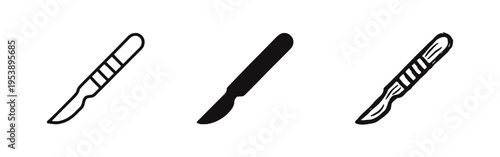 Surgical Scalpel Icon Set - Medical Operating Instrument for Procedures