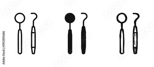 Dental Tools Icon Set - Dentist Instruments for Oral Care and Examination