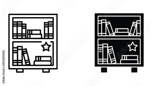 bookshelves with books and stars vector illustration