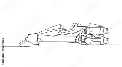 Futuristic Sci-Fi Speedboat Concept Art, Vector Illustration