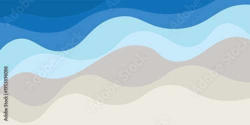 Abstract Summer Beach and Ocean Waves Background in Flat Vector Style. vector illustration