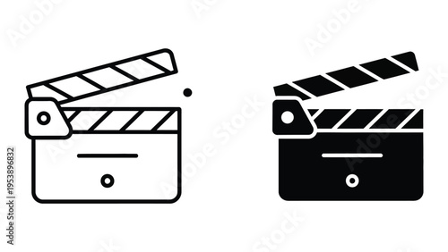 Film clapper boards in black and white vector illustration