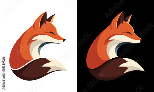 A vibrant orange fox curled up peacefully on a snowy forest