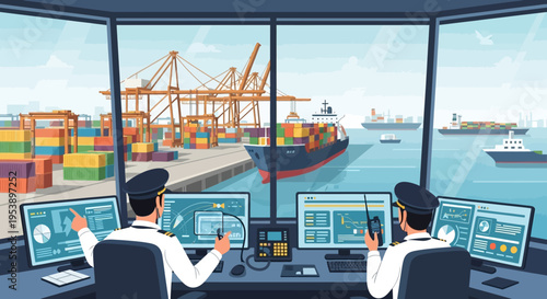 Shipping Logistics Operators Monitoring Cargo Operations.
