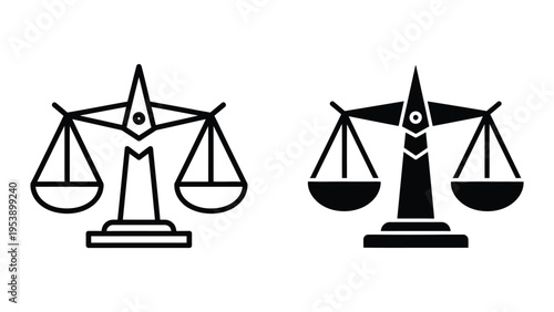law scales, justice balance vector illustration, flat design