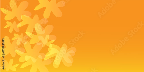 Abstract autumn background with warm orange gradient tones and soft transparent circular patterns creating a cozy seasonal atmosphere. Minimal flat design illustration