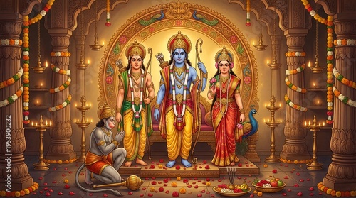 Hindu god rama sita laxmana hanuman darshan ram navami festival celebration wallpaper hd