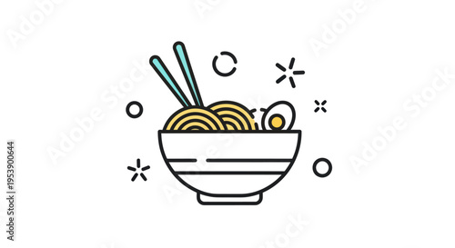 Noodle bowl illustration on white background