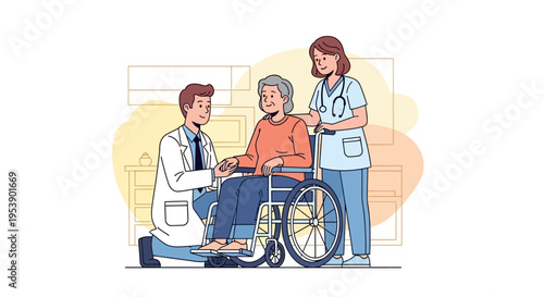 Doctor and Nurse Assisting Elderly Patient.