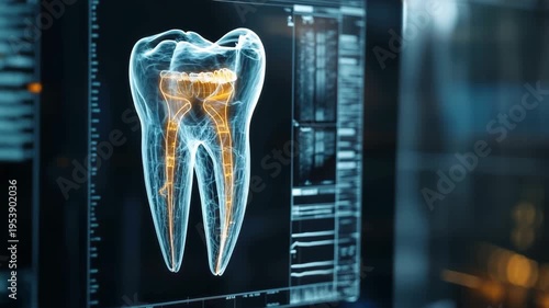 Advanced dental imaging technology showcasing 3d tooth model with rotational view and detailed analysis