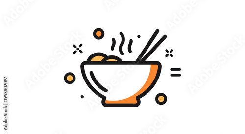 Noodle bowl illustration with chopsticks