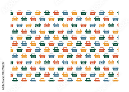 minimal typewriter icon grid seamless pattern, repeating pattern, surface design, textile print, tiny uniform