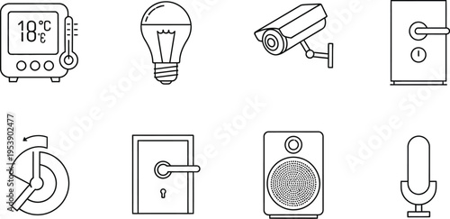 Smart Home Automation System Control Line Icons