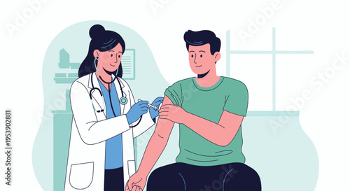 Doctor Applying Bandage to Patients Arm.