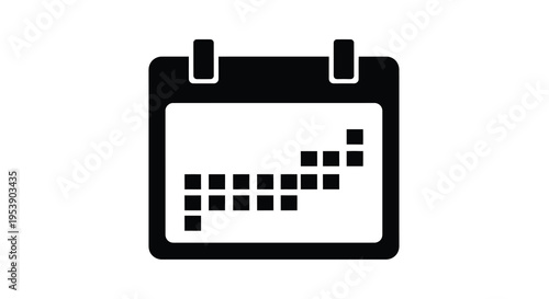A simple black and white icon depicts a wall calendar with marked dates or appointments
