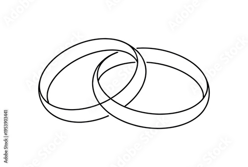 Minimalist Wedding Rings. "Minimal Marriage Bands". Minimalistic one-line drawing elegant overlapping ring