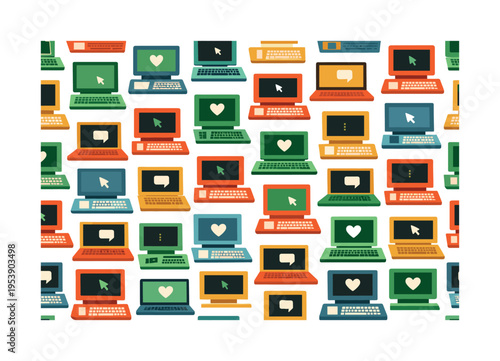 computers pattern seamless pattern, repeating pattern, surface design, textile print, charming illustrated