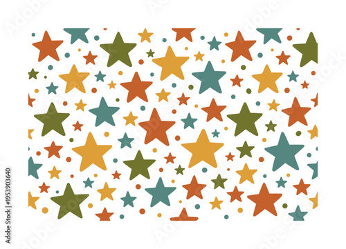 playful scattered star shapes composition seamless pattern, repeating pattern, surface design, textile print,