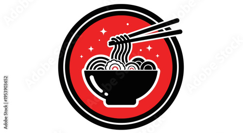 Noodle bowl with chopsticks graphic