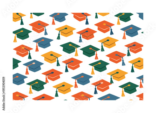 graduation caps pattern seamless pattern, repeating pattern, surface design, textile print, charming