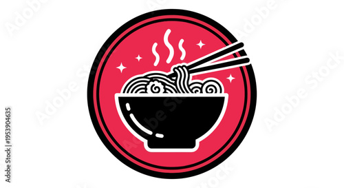 Noodle bowl with chopsticks graphic illustration