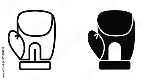 black and white boxing gloves vector illustration, flat design