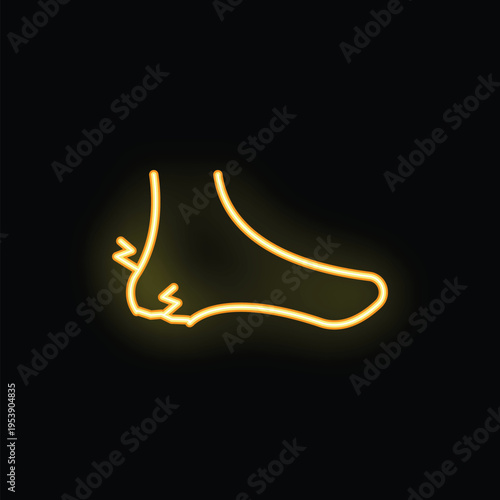 Neon sign of a foot experiencing heel pain, potential symbol for medical issues, podiatry, or foot care