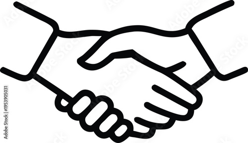 Simple black outline illustration of a handshake between two people