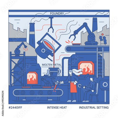 Automated Foundry Pouring Molten Metal with Robotic Arms.