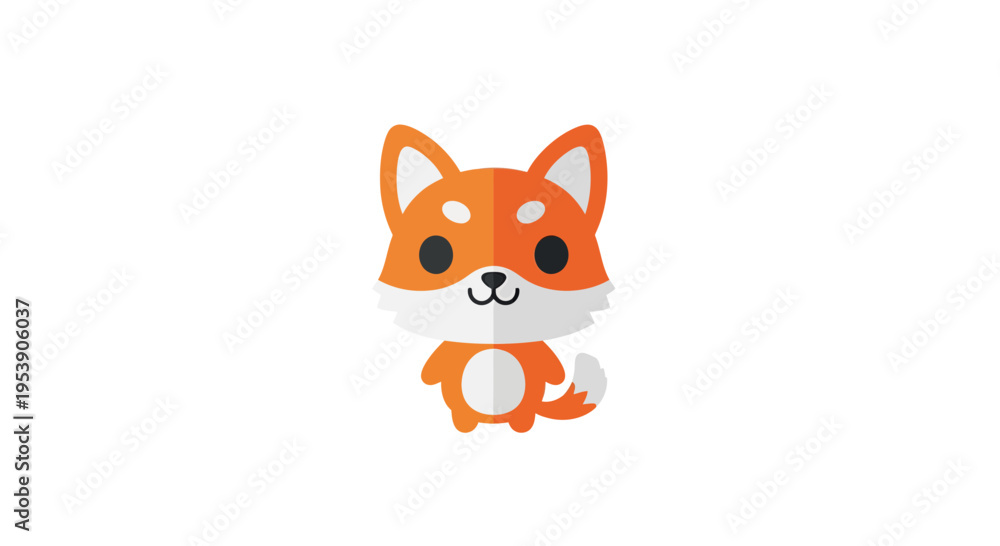 Obraz premium Cute Fox Vector Illustration, Flat Design, Adorable Animal for Kids, Cartoon Style