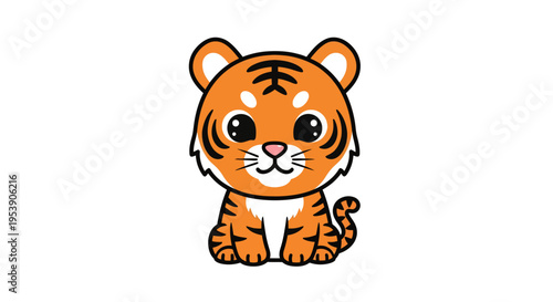 Cute tiger cub vector illustration, cartoon style graphic for kids, playful design, animal art
