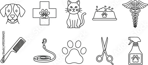 Essential Pet Care and Veterinary Service Icons