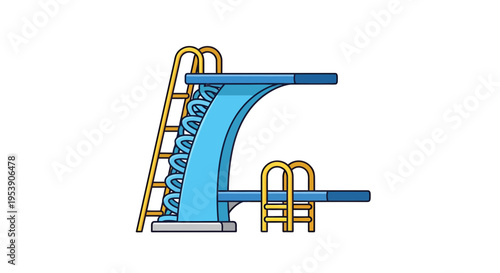 Diving board Vector Illustration, Flat Design, for sports and leisure activities.
